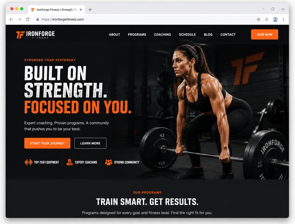 Website IronForge Fitness by BoldFrame Studio
